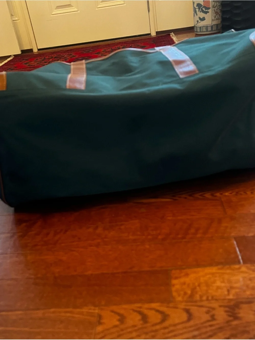 Ralph Lauren Forest Green Duffel with Brown Leather Trim